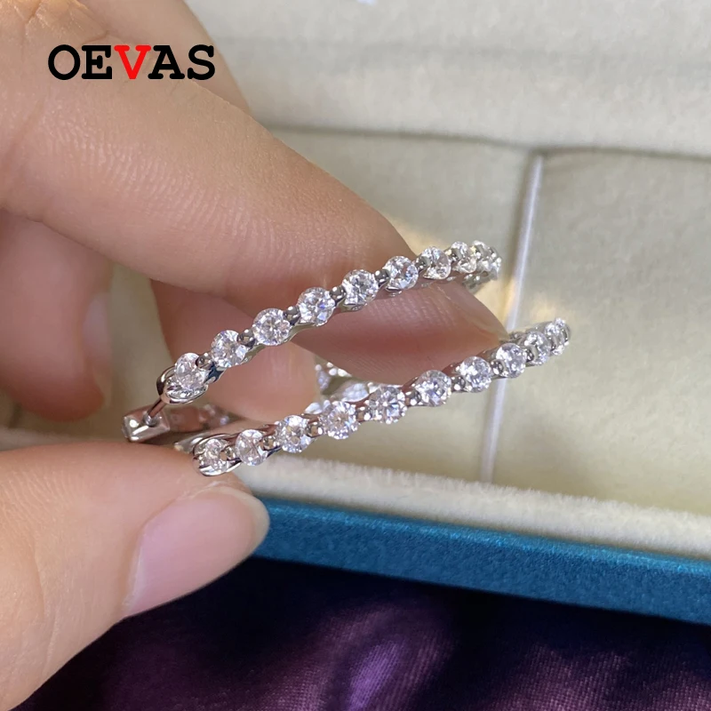 Oetas 100% Серебро 925 пробы сверкающие полностью высокоуглеродные серьги кольца с