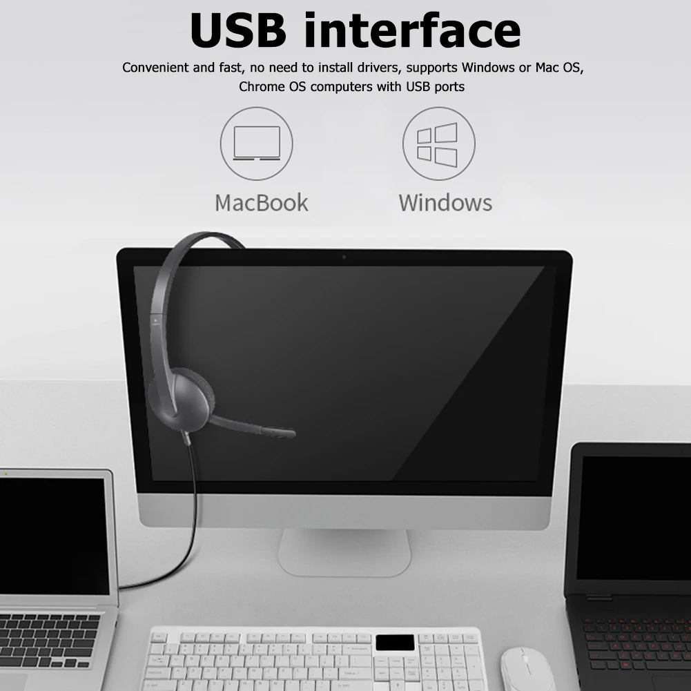 Накладные стереонаушники Logitech H340 с USB проводная гарнитура микрофоном для игровых