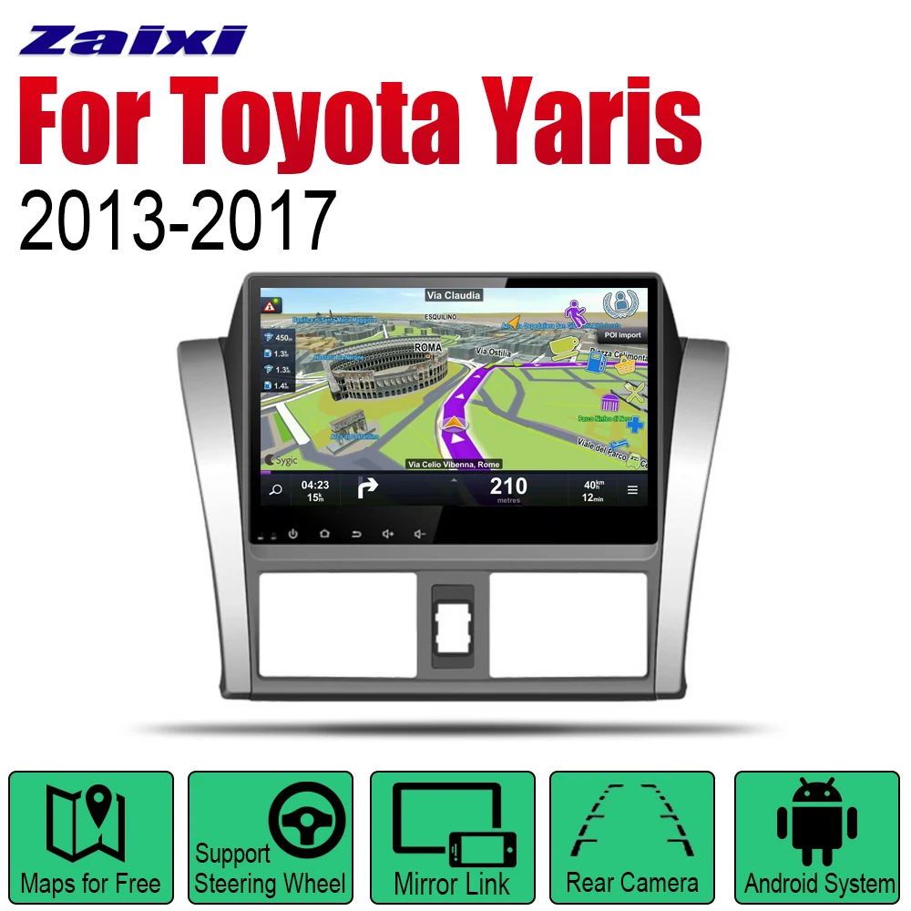 Автомагнитола для Toyota Yaris 2013 2014 2016 2017 2 Din Android Автомобильный плеер GPS-навигация
