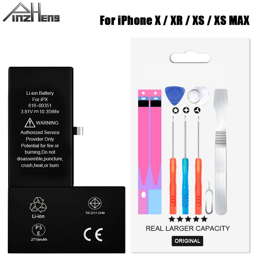 2019 PINZHENG Высокая емкость Мобильный телефон батарея для iPhone X Xs XR Замена 0 цикл