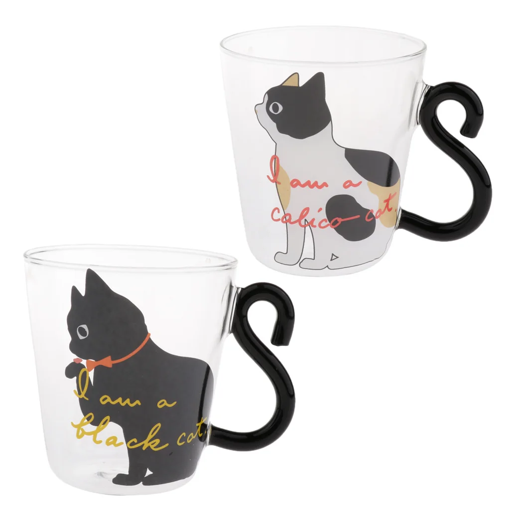 2 стиля прозрачная стеклянная чашка с рисунком кота двойная стенка стеклянные