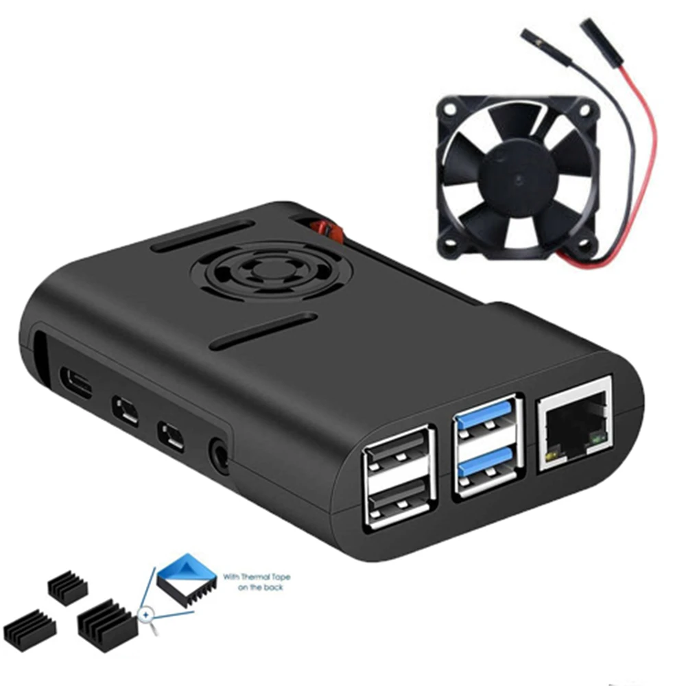 1 шт. чехол Raspberry Pi 4 с охлаждающим вентилятором радиатор для Model B 4B 4|Корпуса и
