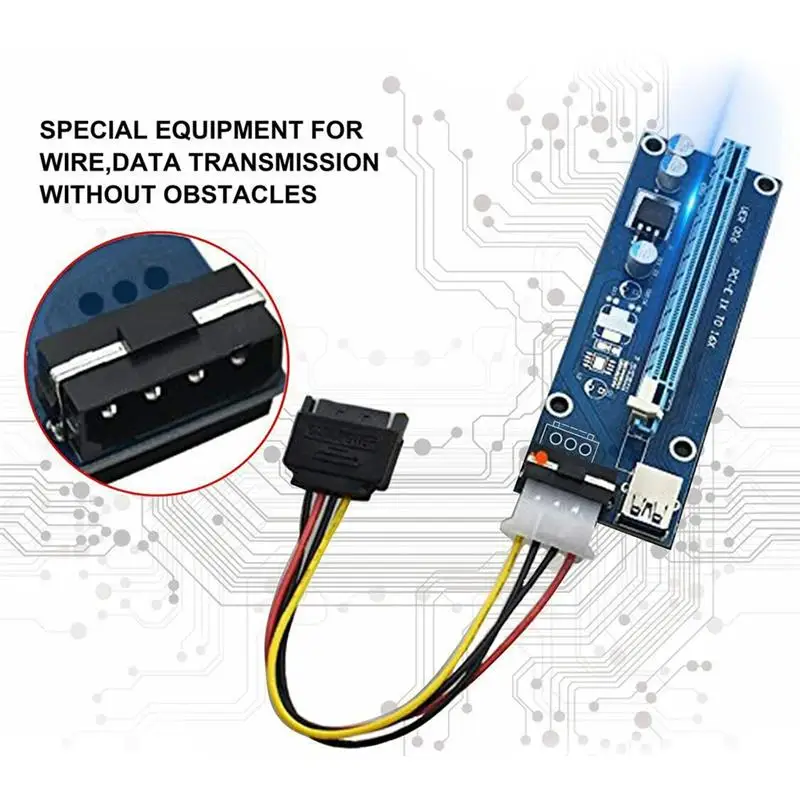 

PCI-E Riser Card USB 3.0 Riser Express 1x 4x 8x 16x Extender Riser Adapter SATA 15pin To 4pin Power Cable For BTC Mining Miner