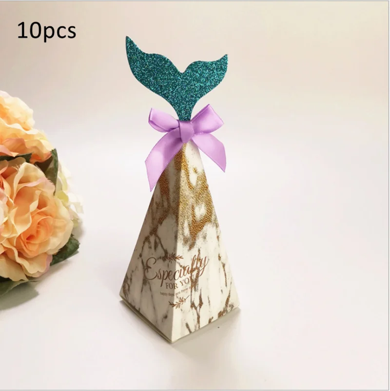 10 шт. коробки Русалочки для дня рождения Подарочные DIY бумажные конфет сумки на