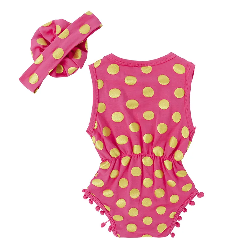 

2020 summer new baby girl sleeveless jumpsuit 0-3 year old girl dot embroidered cotton sleeveless jumpsuit + send headscarf