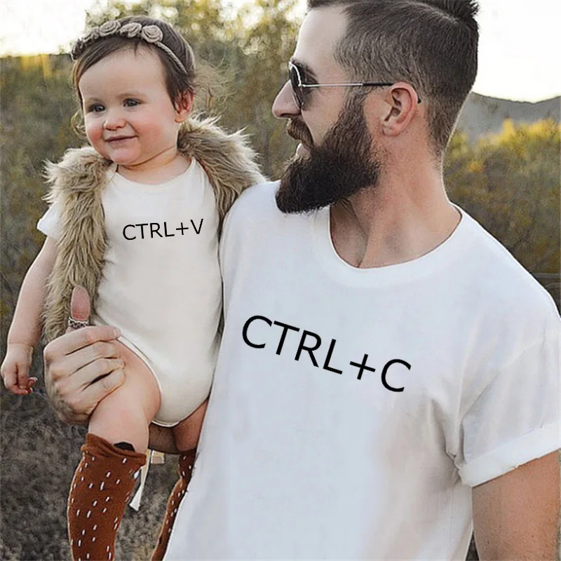 1 предмет, сочетающаяся футболка для папы с принтом Ctrl+ C, Ctrl+ V, Детский боди, идеальный подарок на день отца, отдельная покупка, семейная одежда