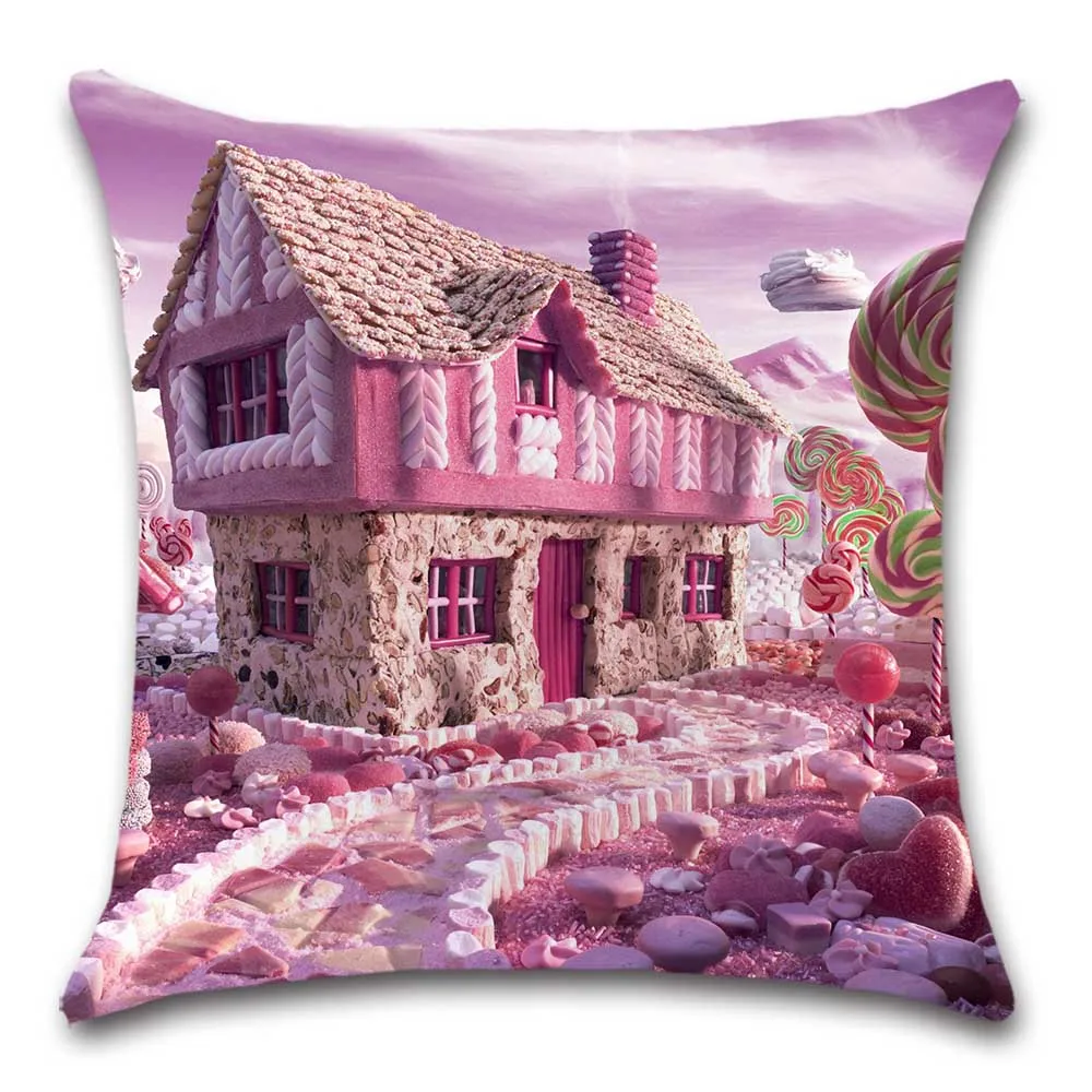 

Cartoon animals funny cat sugar house white Cushion Cover Decorative Home sofa seat friend kids girl bedroom gift pillowcase