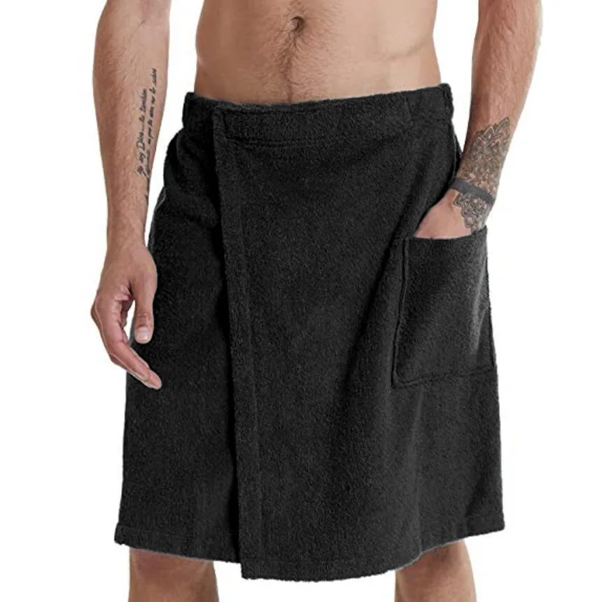 

Men's soft bathrobes, comfortable home clothes, solid color men's bath dress and nightgown, wearable bathrobe towels and pocket