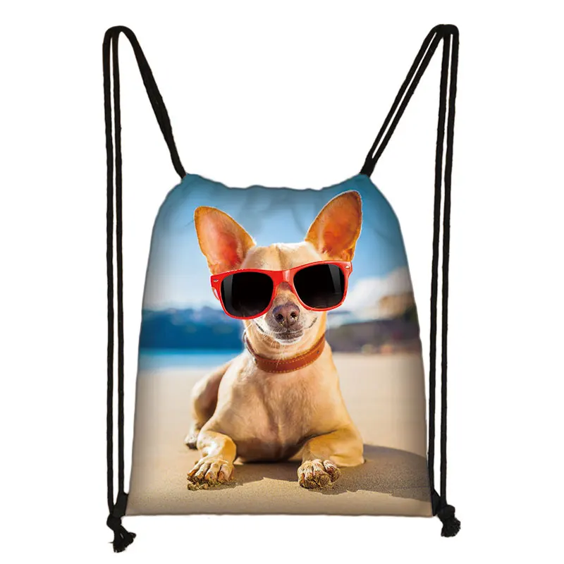 Милая собака принт Чихуахуа сумка-мешок Женская Повседневный Рюкзак для