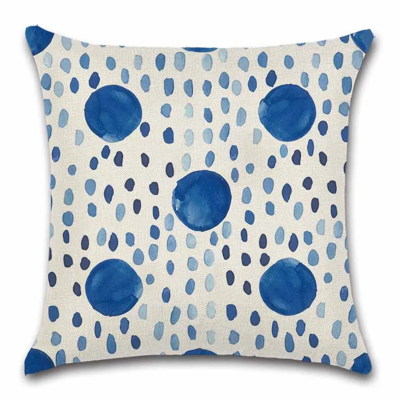 Синие чернила геометрические точки полосатые бежевые льняные Чехлы для подушек