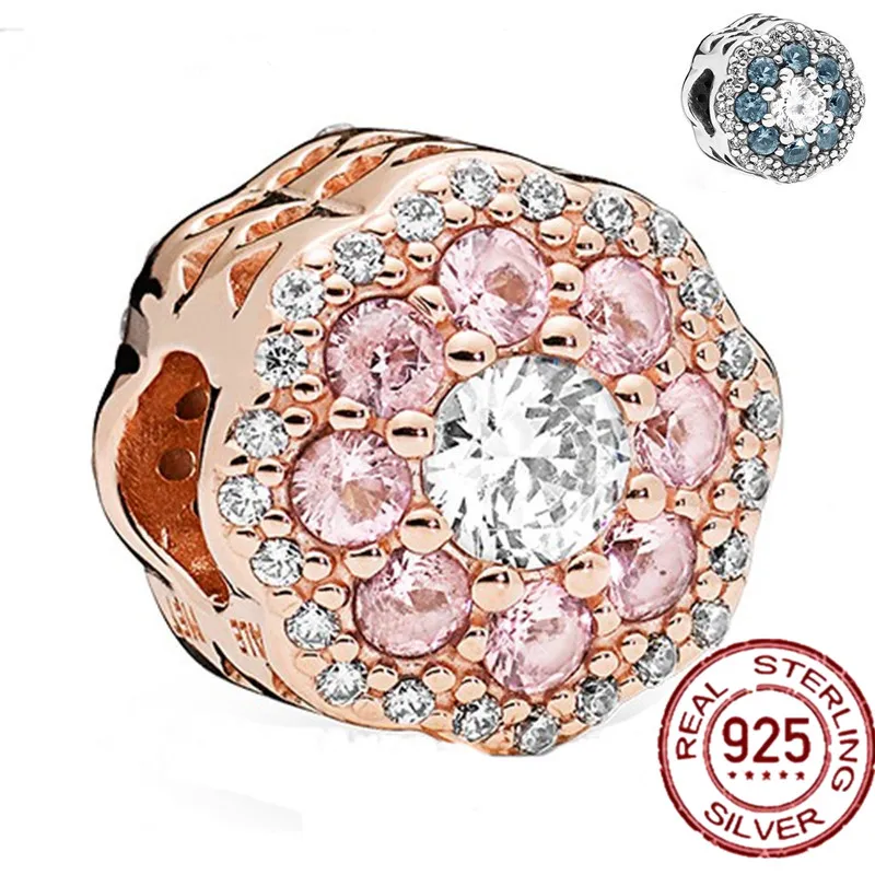 

2021 New S925 Sterling Silver Shining Dazzling Flowers Charm Fit Original 3mm Bracelet&Bangle For Women Fashion Jewelry Gift