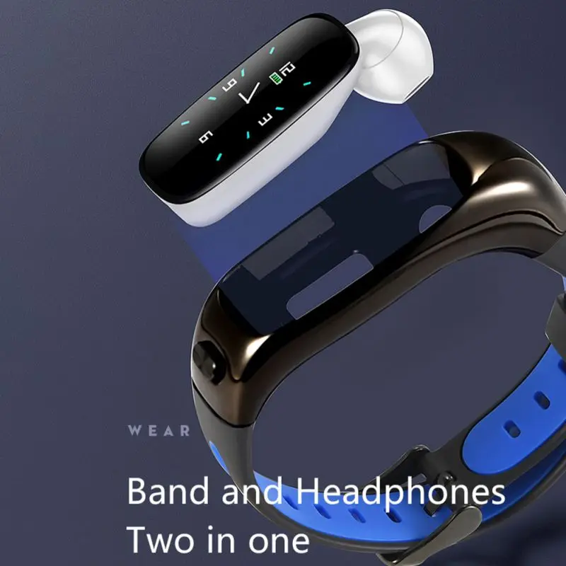 

2 in 1 Portable Smart Wristband and Wireless Bluetooth Headphone Outdodr Sports Fitness Smart Wristwatch Bracelet