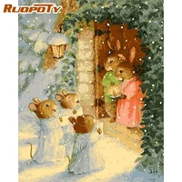 ruopoty frame christmas rabbit diy painting by numbers kits coloring by numbers unique gift for home decor wall art
