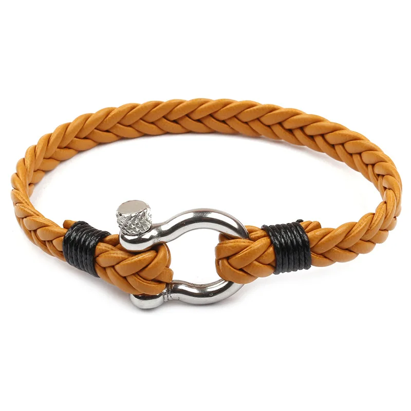 

CUTEECO Stainless Steel Men Anchor Bracelet Quality Leather Rope Charm Bracelet Men Homme Femme Jewelry Bracelets