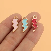 10pcslot enamel lightning charms colorful drop oil geometry alloy pendant for jewelry making diy earrings necklace material