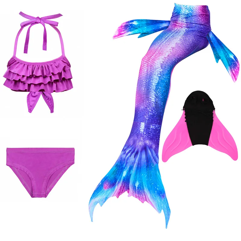 Розовый синий детский купальник русалки для девочек 2020 цветное бикини