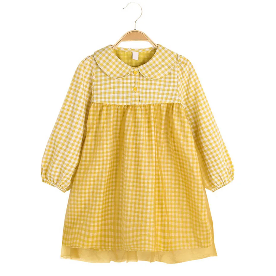 Платье Сетчатое платье в стиле пэчворк для девочек детское с длинными рукавами