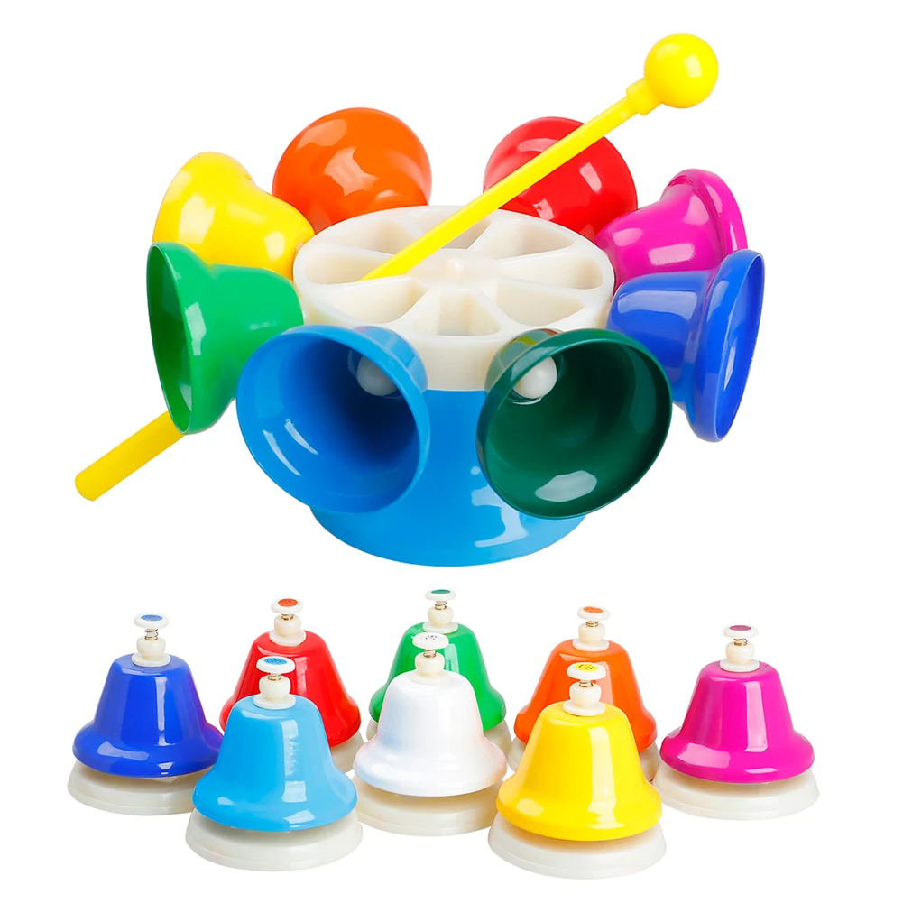 

Eight Tone Bells Children Eight Tone Press Clock Kid Musical Instrument With 8 Note Diatonic Metal Hand Bells Musical