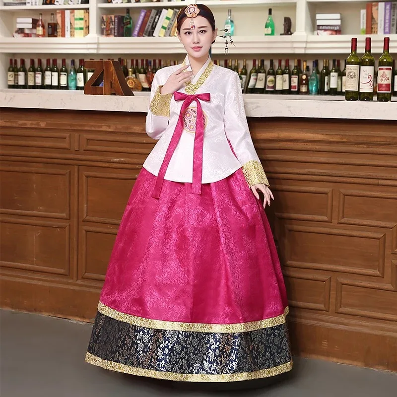 

Hanbok Korean Cosplay Clothes Traditional Women Dress Minority Dance Performance Costume Full Sleeve Ball Gown Stage Outfits