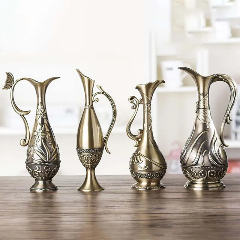 European Retro Bronze Flower Vase Creative Metal Copper Hydroponic Device Room Decor Ornament Home Decoration Accessories | Дом и сад