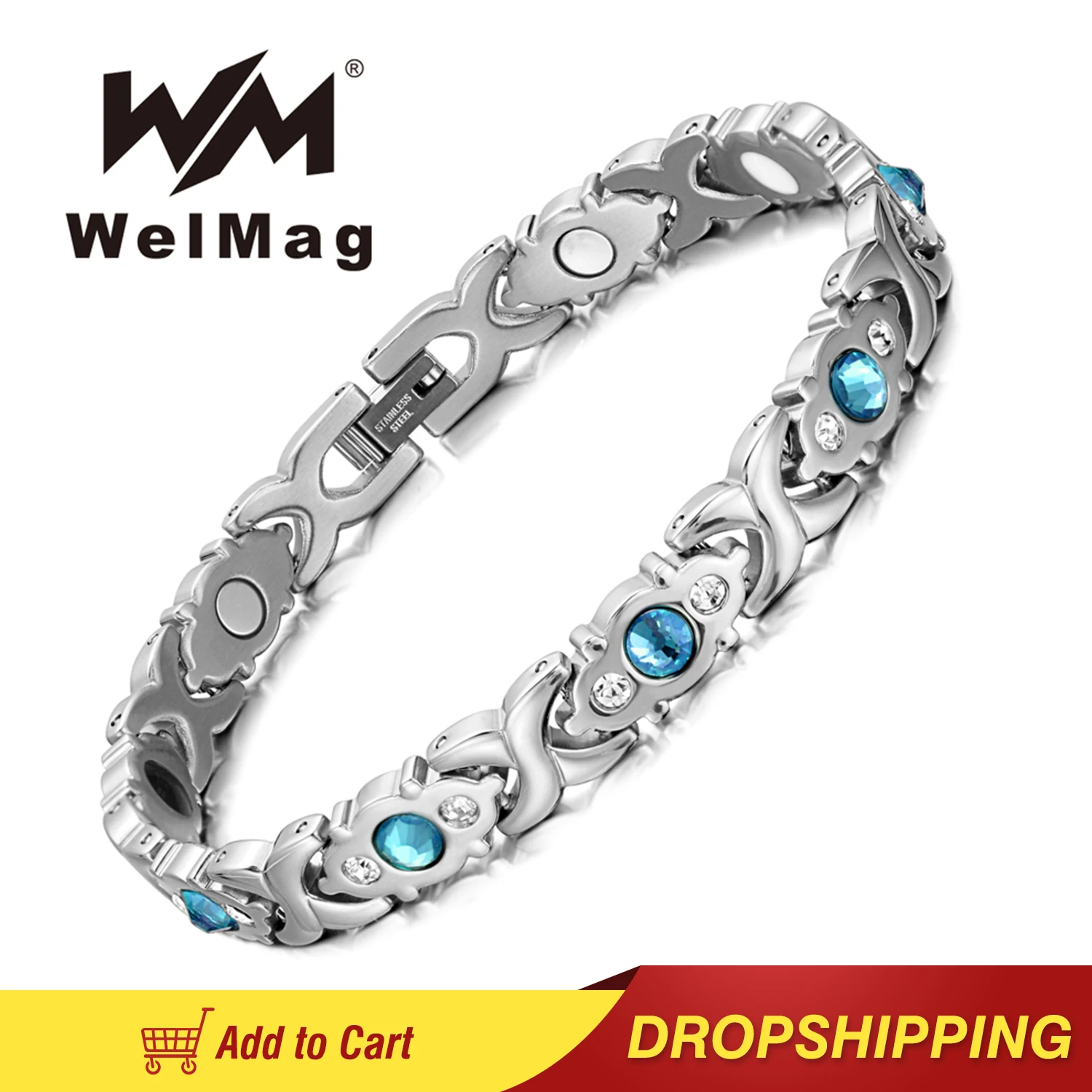 

WelMag New Fashion Stainless Steel Charm Magnetic Bio Energy Cure Bracelets For Women Health Care Elements Jewelry 2020