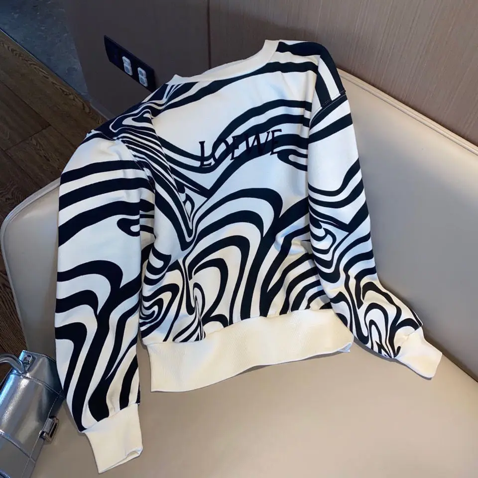 

Zebra pattern women's tide ins winter plus velvet round neck pullover top loose