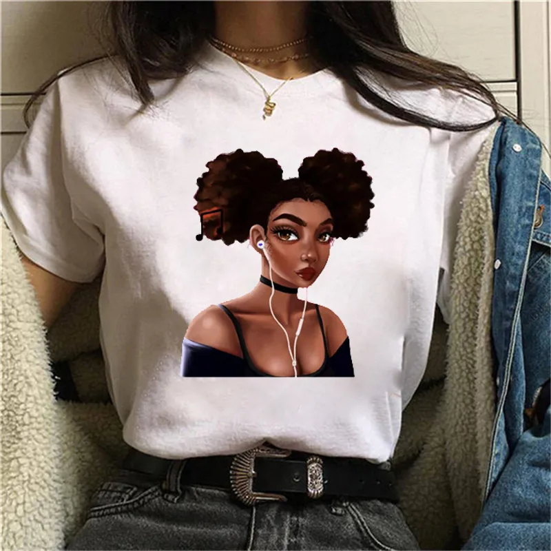 MLCRIYG Cool Melanin черная женская футболка с принтом для девочек Harajuku футболки женщин