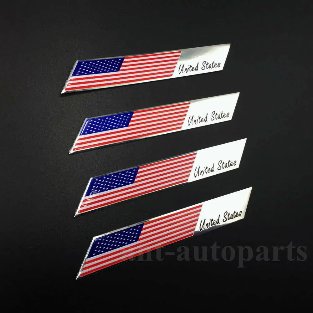 

4pcs Aluminum American USA Flag Car Body Side Trunk Decal Sticker Badge Emblem