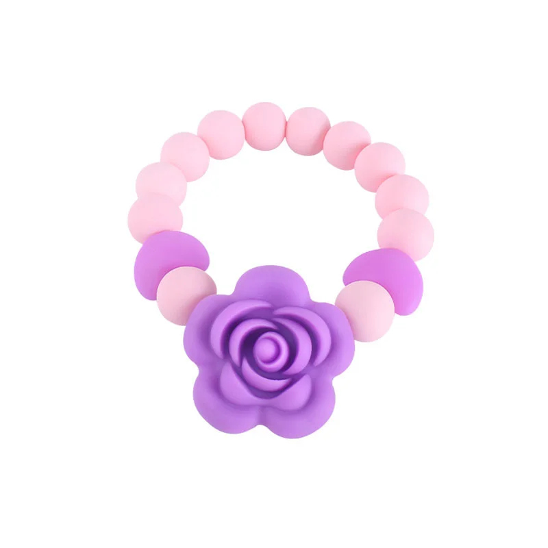 

Baby Toy New Silicone Teether Bracelet Love Rose Flower Stick Baby Teething Product Accessories For Pacifier Chains Infant Gifts