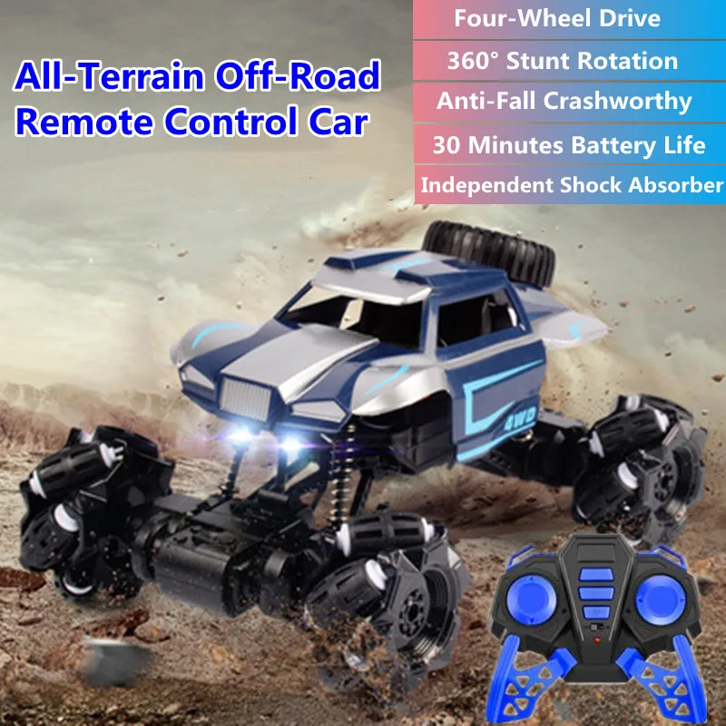 

All-terrain High Speed Off-Road Car 360 °Stunt Rotation 100M 30Mins Independent Shock Absorber Anti-Fall Crashworthy RC Car Toy