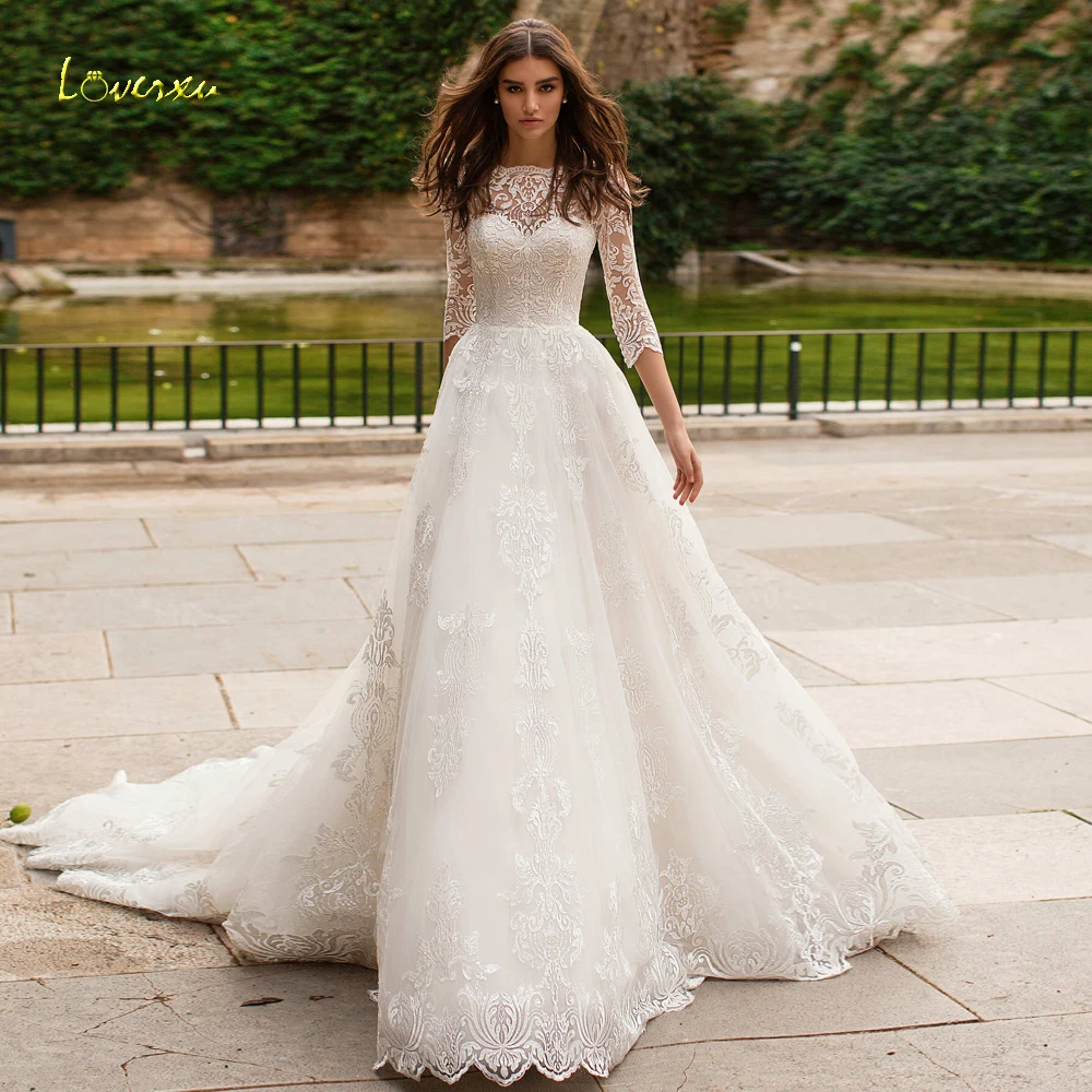 Женское кружевное свадебное платье Loverxu винтажное с открытой спиной и