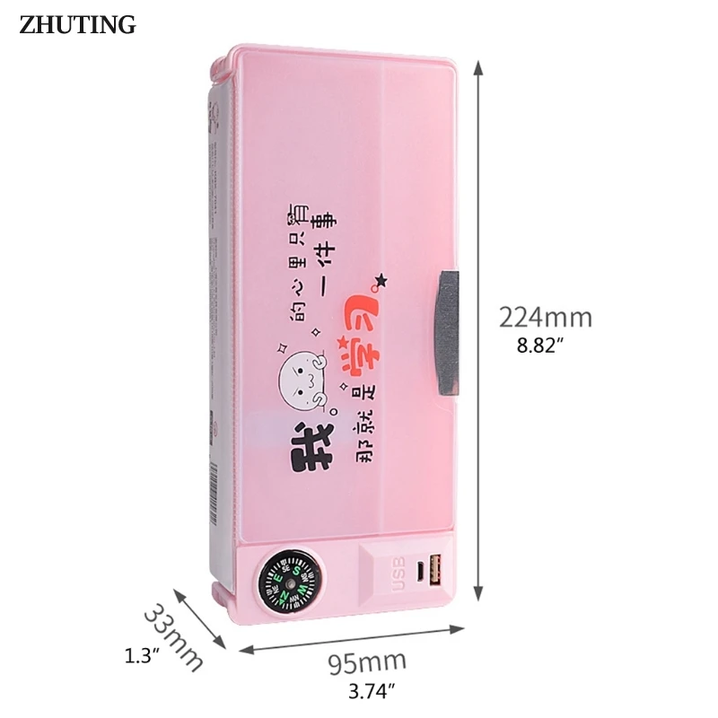 

New Creative Multifunctional USB Charging Pencil Case With Led Light And Usb Mini Fan Stationery Box Pencil Case School Supplies