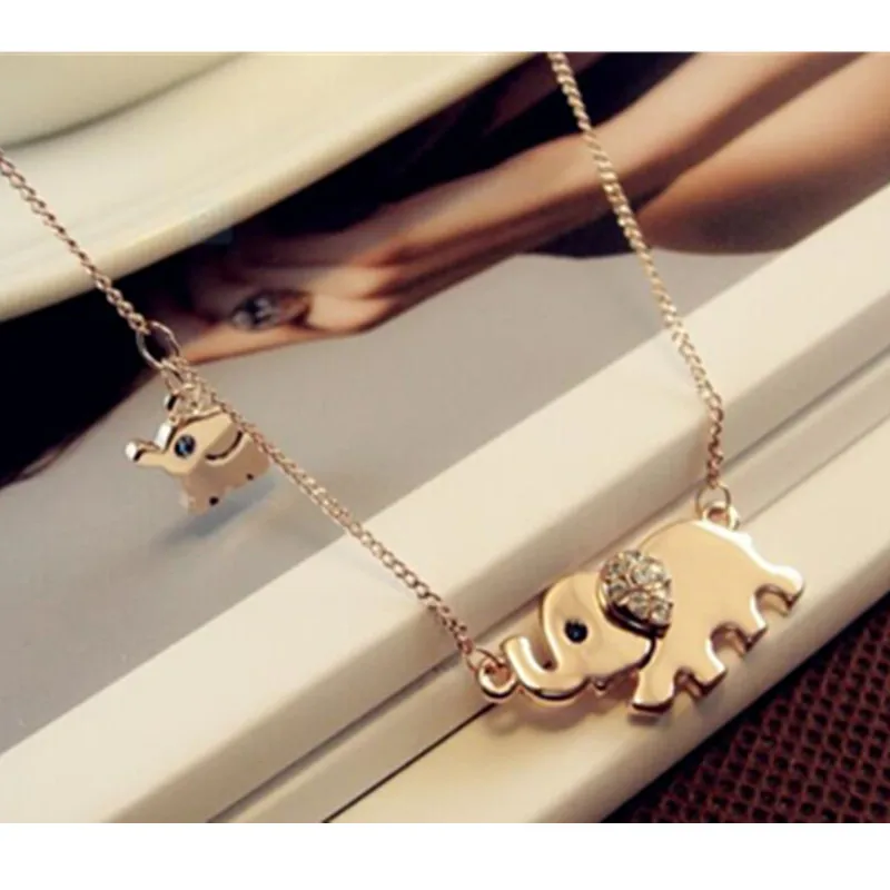 Cute Elephant Family Fashion Necklace for Women New Design Charming Metal Chain Elegant Collar Jewelry Wholesale | Украшения и
