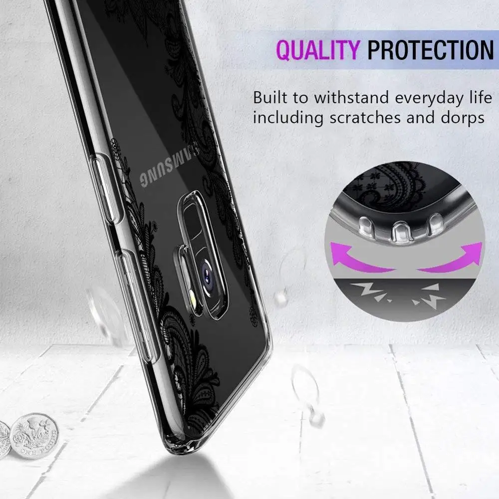 Ультратонкий кружевной чехол для телефона с цветочным рисунком прозрачный