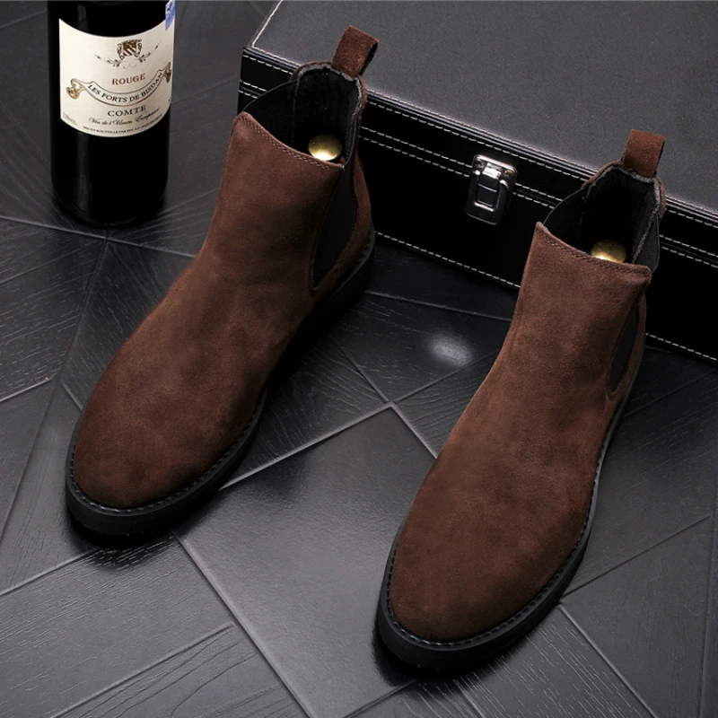 Новинка модные мужские ботинки Челси уличная ковбойская обувь из натуральной