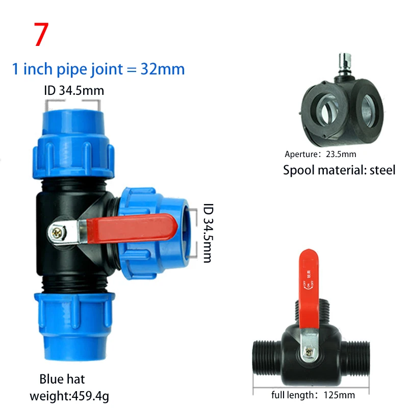 3-ходовой шаровой кран из ПВХ для капельного орошения клапан воды запорный
