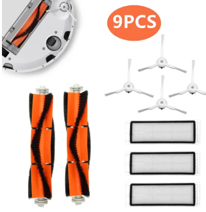 

9PCS Mi Robot Vacuum Cleaner Parts Replacement Kit for Xiaomi Robo2 Robot S50 S51 Main Brush Filters Side Brushes Accessories