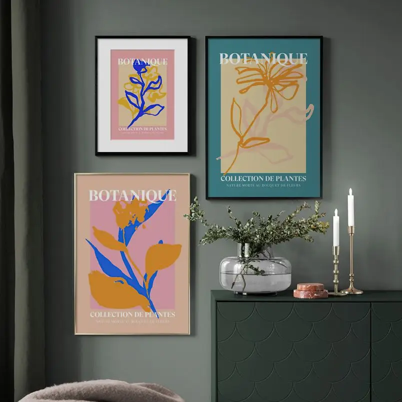 

Abstract Flower Leaf Botanical Wall Art Print Canvas Painting Vintage Nordic Poster ModernDecoration Pictures For Living Room