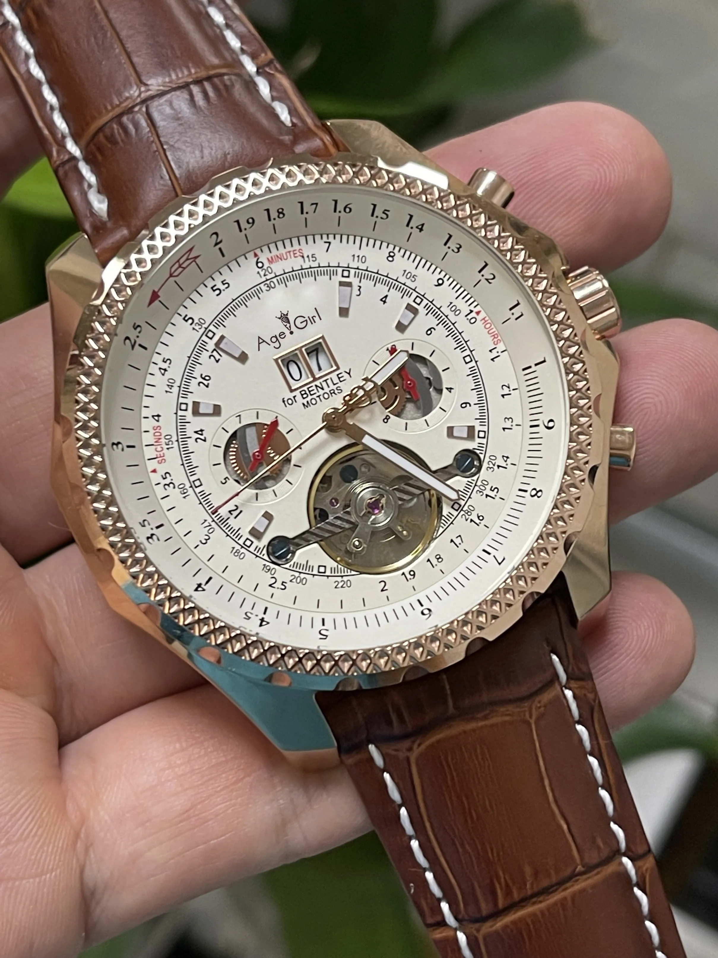 

Classica New Men Automatic Mechanical Watches Black Blue Brown Leather Tourbillion Stainless Steel Bracelet Rose Gold Watch 48mm