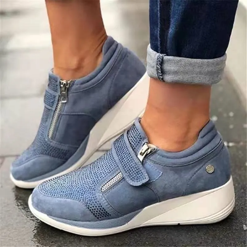 2020 Women Shoes Fashion Casual Rhinestone Wedges Thick Bottom Chunky Sneakers Ladies Outdoor Sport Plus Size | Обувь