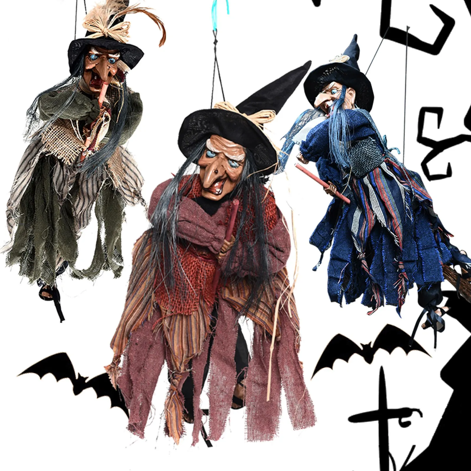 

Украшение в виде ведьмы на Хэллоуин, кукла с голосовой активацией, ужасный дом, домашний Настенный декор, украшение для дома с привидениями, ...