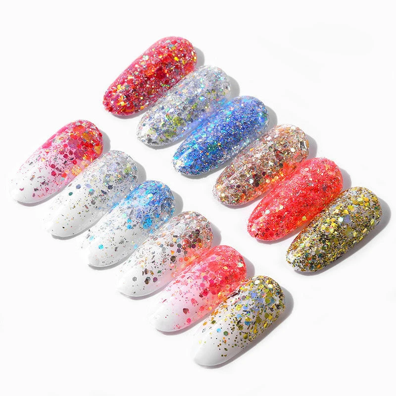 Блестящие хлопья для ногтей в форме русалки 3D шестиугольные Красочные Блестки