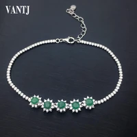 vantj elegant real natural emerald bracelet 925 sterling silver women and lady wedding engagment party gift box