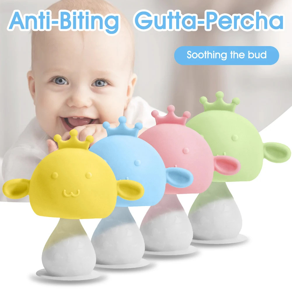 

Baby Mushroom Silicone Teether BPA Free Newborn Chew Teething Toys with Shaker Suction Cup Nursing Appease Nipple Teethers Gift