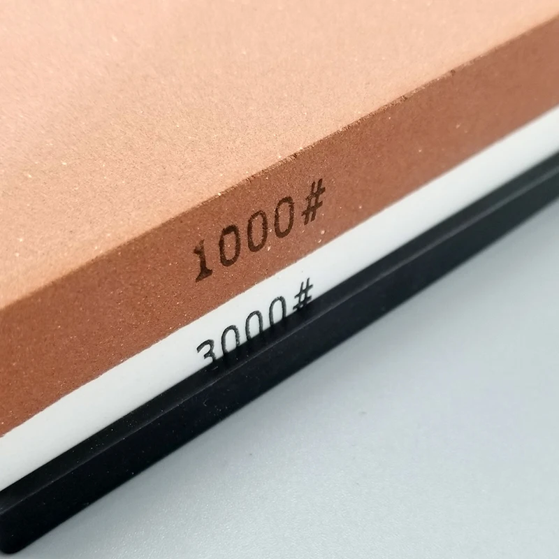 

Sharpening stone 1000&3000 grit size - double-sided oil stone set with anti-slip bamboo base and angle guide
