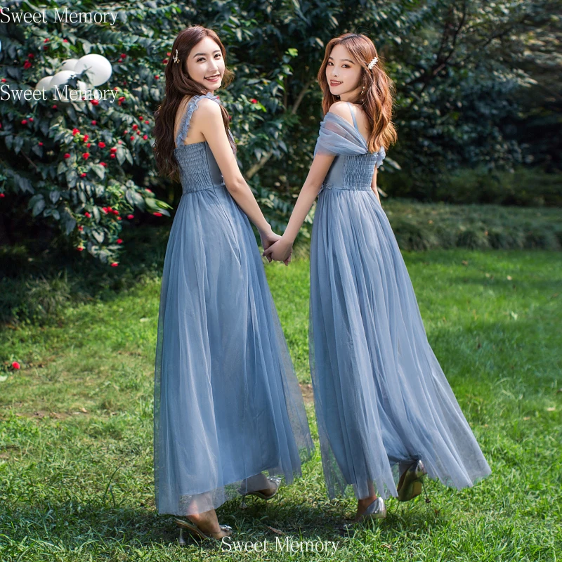 Женское платье на свадьбу выпускной длинное серое голубое розовое весна-лето N2045