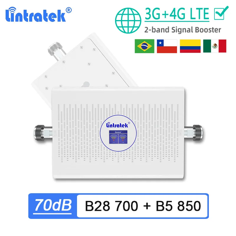 Lintratek 3G 850 4G LTE 700 мобильный телефон усилитель сигнала 70dB сотовый B28 B5 повторитель