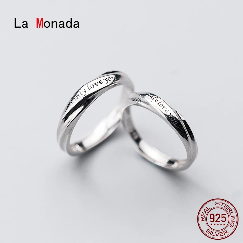 

La Monada Promise Word Finger Rings For Women Silver 925 Sterling Couple Rings 925 Silver For Lovers Adjustable Ring 925