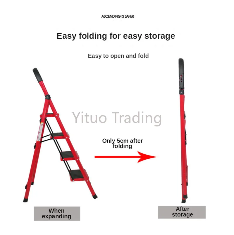 Складная односторонняя лестница домашняя утолщенная стальная труба в елочку из