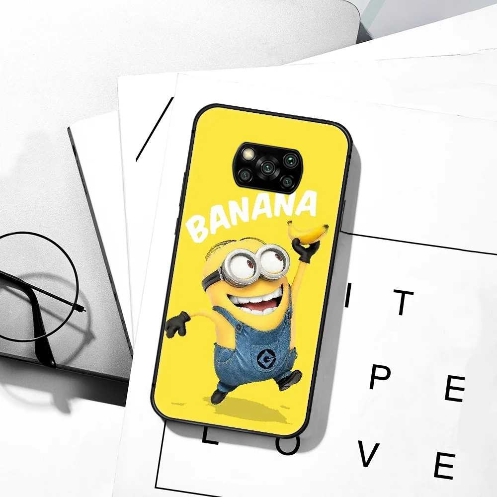 

Cute Cartoon Miniones Phone Case For Xiaomi Mi 8 9 Note 10 A3 9T 10T 11 Poco x3 Lite Pro NFC Ultra black Hoesjes Tpu Etui